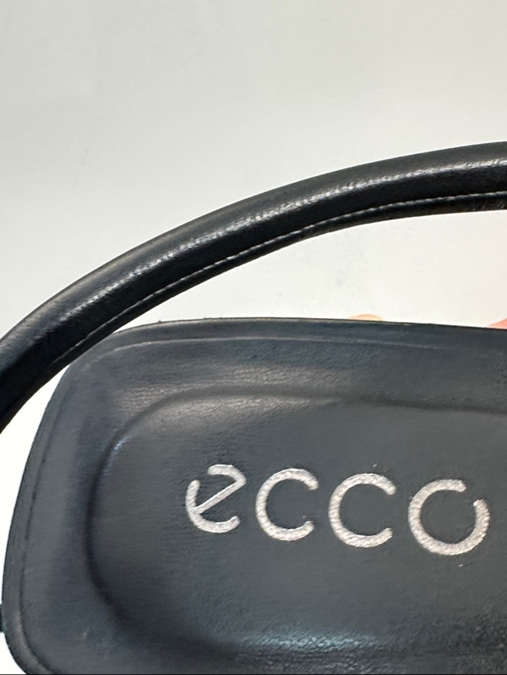 Ecco Elevate Black Leather Slip On Block Heel Square Toe Strappy Sandals 41(10) - Picture 11 of 14